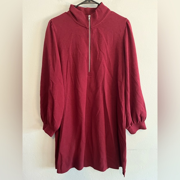 3/$20 Free Assembly NWT Burgundy Quarter Zip Mini Dress 2XL - Picture 1 of 8
